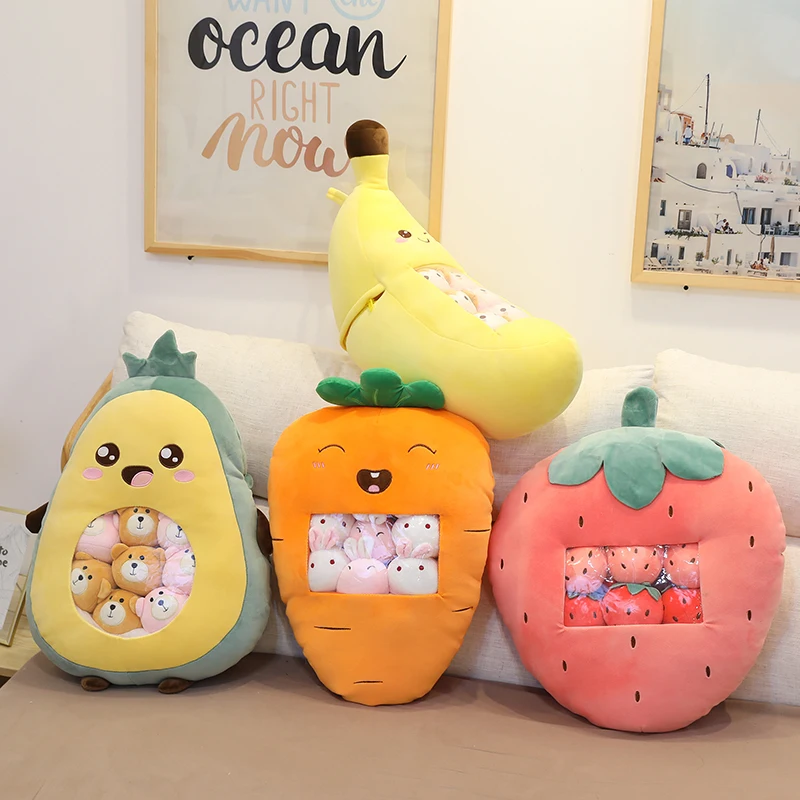 

Cute Strawberry Avocado Banana Snack Plush Toy Cushion Kids Toys Cartoon Fruit Pillow Birthday Gift for Friend Child