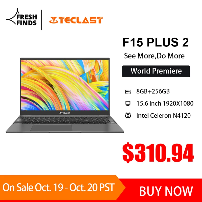 Teclast F15 Plus 2 ноутбук с 15,6-дюймовым дисплеем, процессором Intel Gemini Lake Refresh, ОЗУ 8 Гб, ПЗУ 15,6 ГБ, 256x1,65 - Апрельский топ товаров с Али