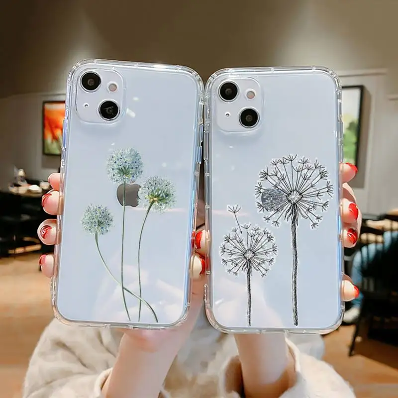 

Dandelion Simple flower Phone Case Transparent soft For iphone 12 11 13 7 8 6 s plus x xs xr pro max mini