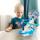 Забавный Электрический рельсовый автомобиль Пингвин для подъема по лестнице музыкальные игрушки для детей головоломка динозавр горка интерактивные игрушки для родителей и детей