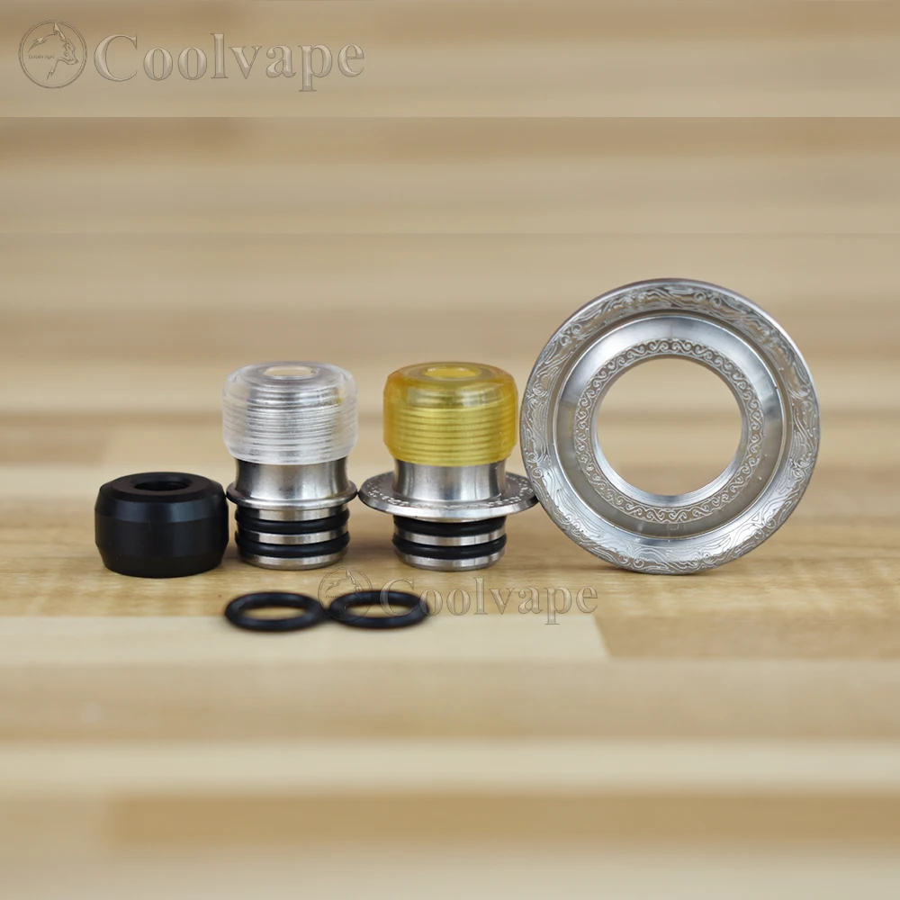 

Carved Partten 510 MTL Drip Tip Kit patibulum Drip Tip with 3pc PEI Clear Black spare parts For 510 Thread rta rda Atomizer Tank