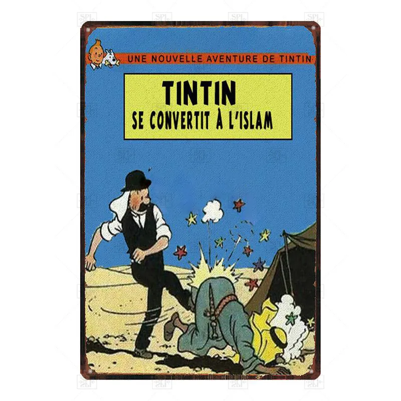 

Tintin Cartoon Movie Tin Sign Metal Plate Iron Painting Kids Room Wall Bar Coffee Home Art Craft Decor 30X20Cm