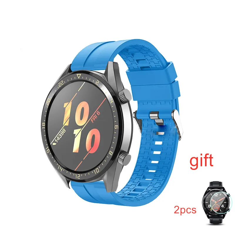 sky blue PCTC силиконовый ремешок для huawei Watch GT Active/Элегантный ремешок для huawei Honor Magic Smart Защитная пленка для часов пленка - Цвет: sky blue