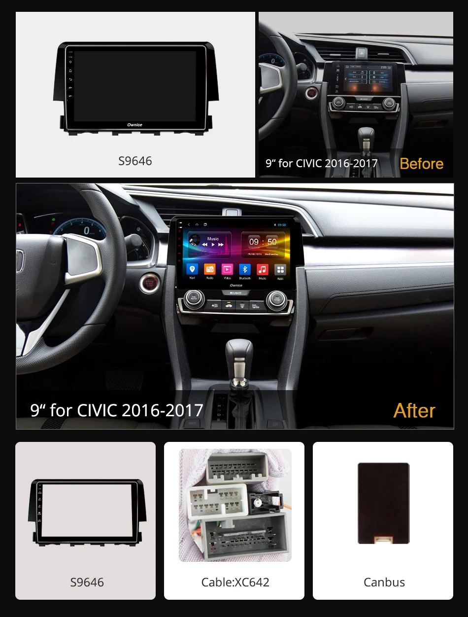 Ownice k3 k5 k6 Android 9 0 Восьмиядерный автомобильный DVD GPS навигатор плеер для Honda Civic 2016 2017