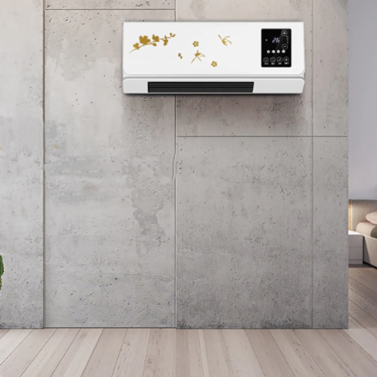 

2000W Wall-mounted Air Conditioner Cooler Heating Waterproof Fan Home Dormitory Timing Remote Control Touch Screen PTC Heating