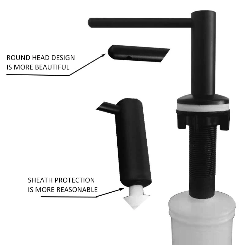 

300ml sink soap dispenser mobile phone washing liquid container kitchen plastic bottle 304 stainless steel head black nano soap