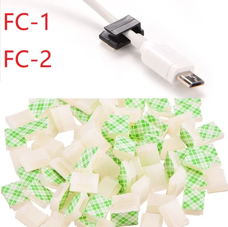 

10pcs FC-1 FC-2 Cable Clamp Car Cord Clip Self Adhesive Mount Wire Tie Fix Holder Line Organizer Management Fastener White Black
