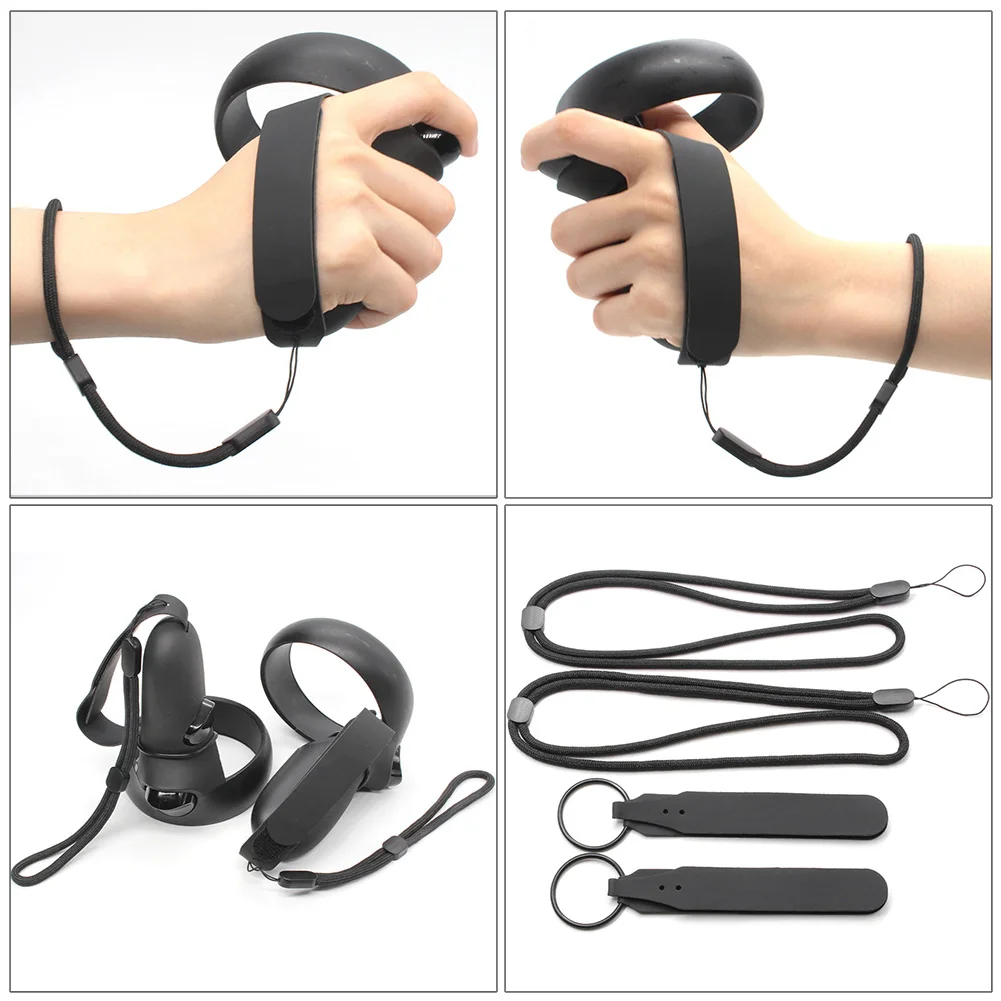 

1pair Easy Install Grip Accessories Wear Resistant Portable Black Adjustable Wristband Knuckle Strap Outdoor For Oculus Rift S