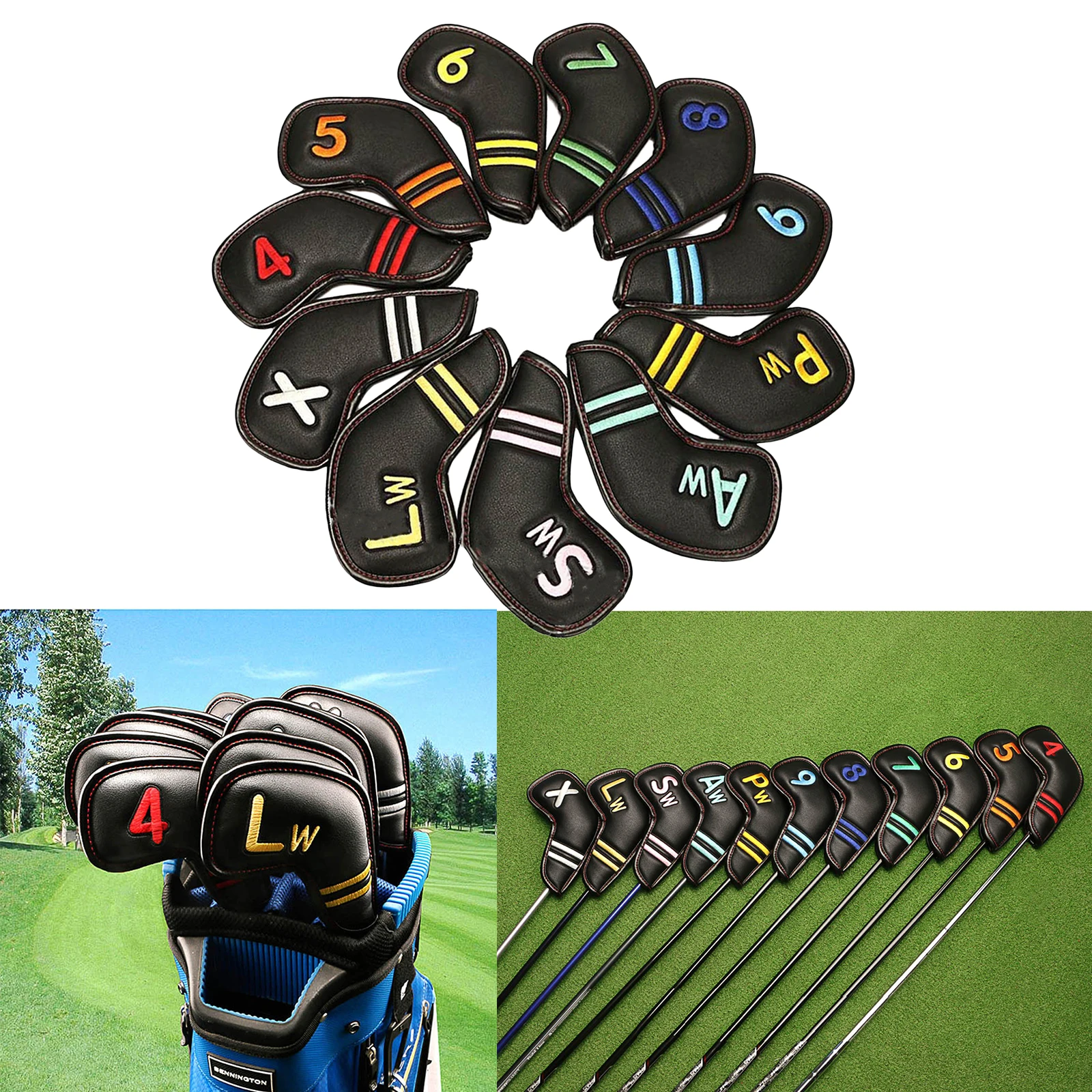 

Durable Magnetic Golf Iron Headcover Waterproof Anti- PU Irons Head Cover