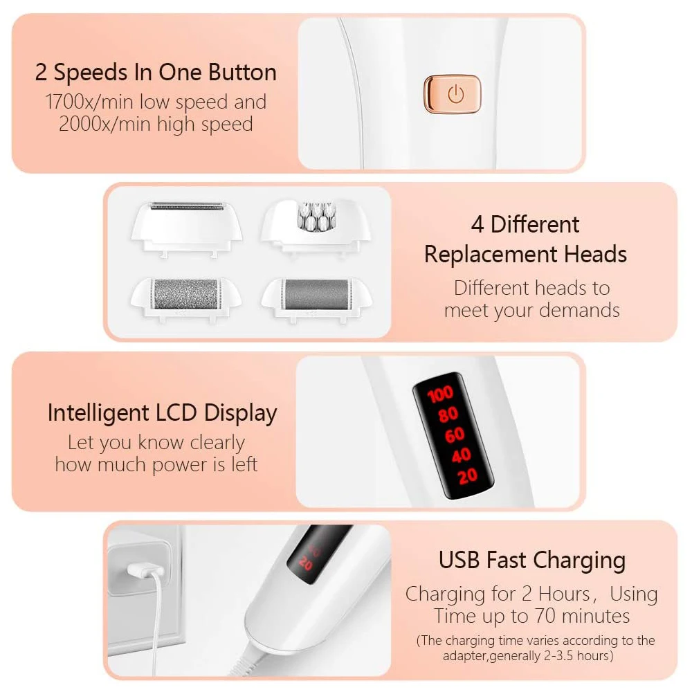 Электрическая Женская бритва и перезаряжаемая пилка для ног средство удаления
