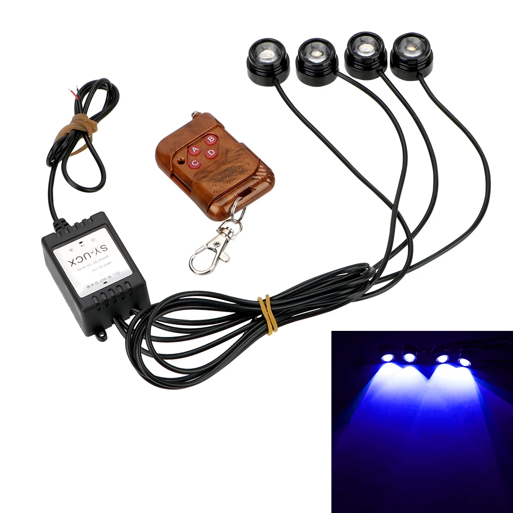 

Wireless Remote Control 12V Emergency Warning Strobe Flash Light 4 in 1 LED Car Eagle Eye Light Car Daytime Running Light
