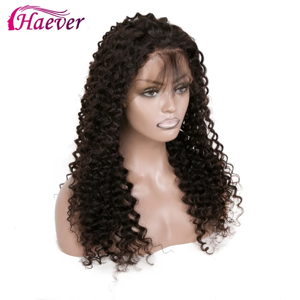 Haever Kinky Curly парик фронта шнурка человеческих волос парики 13x4 предварительно выщипанные бразильские новые волосы 180% Плотность фронтальный парик шнурка Haever Virgin