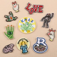 50pcslot embroidery patches letters clothing decoration accessories animal frog gesture diy iron heat transfer applique