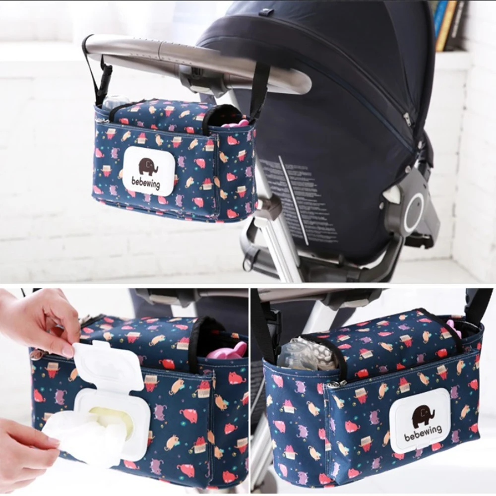 Сумка Органайзер для детской коляски водонепроницаемый вместительный крючок