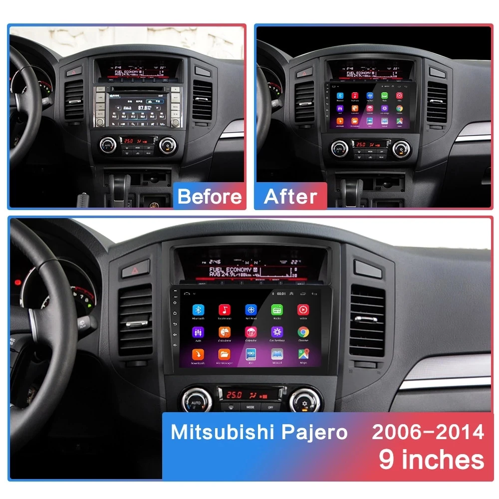 Автомагнитола pro 2 din мультимедийный видеоплеер GPS-навигатор 2G + 128G Android 10 для Mitsubishi