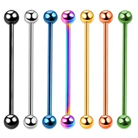 5pcslot surgical steel ear cartilage piercing anodizing industrial barbell earring orelha bar tongue barbell body jewelry 14g