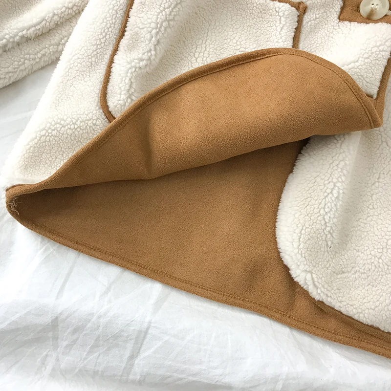 

Lamb Wool Stitching Cotton Jacket Women 2021 Winter Wild Loose Warm Casual Long-sleeved Cotton Jacket Fashion Temperament