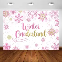 Winter Onederland Backdrop for Girls First Birthday Party Pink Gold Snowflake Baby Winter One-derland Wonderland 1st Birthday