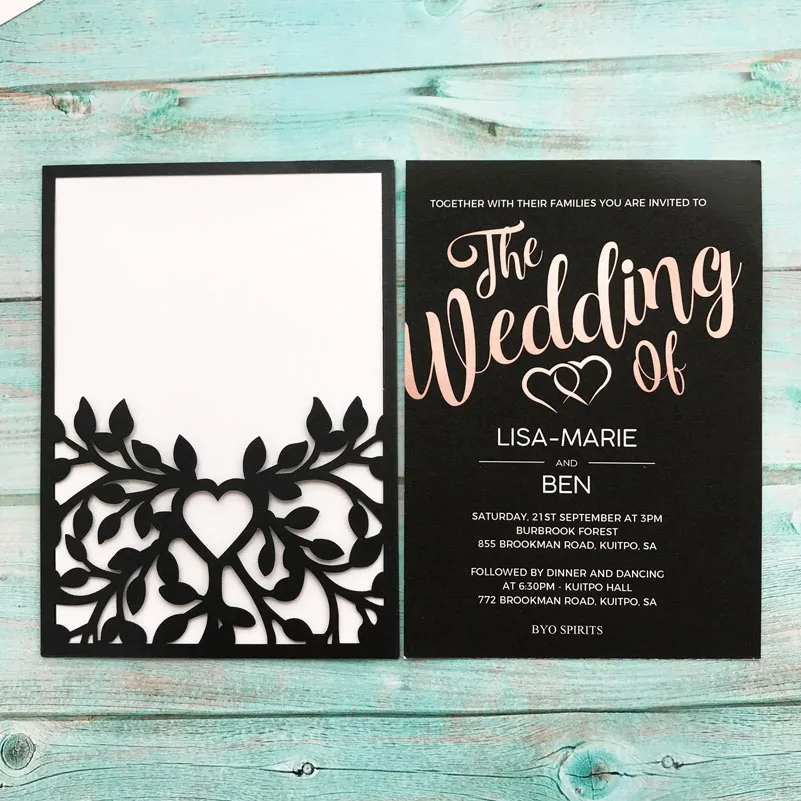 

20pcs/lot Blue Hollow Laser Cut Pearl Paper Invitation Card, Exquisite Leaf Patterns, High Quality Formal Invitation Card