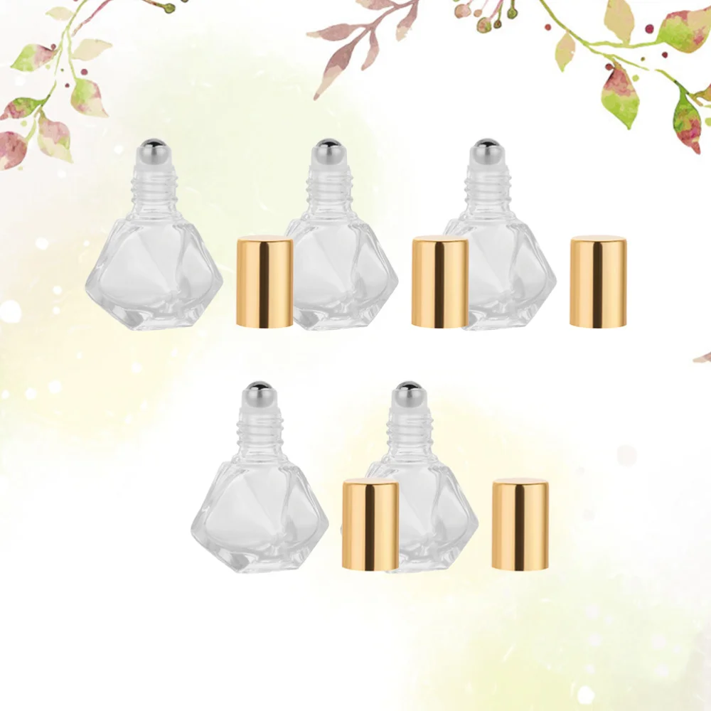 

5Pcs Five-Pointed Star Shaped Roll-on Bottle Essential Oil Bottle Glass Subpackaging Bottle Perfume Bottle Golden (5ml)