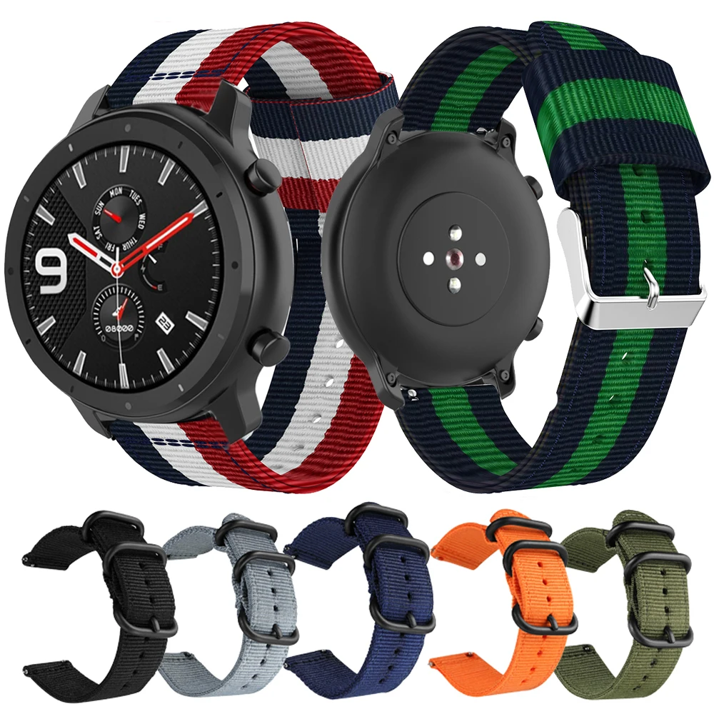 Quick Release Nylon Canvas Straps For Xiaomi Huami Amazfit Stratos 3 2 2S/PACE/GTR2 2e 47 WatchBand Huawei Watch GT GT2 Pro 46mm