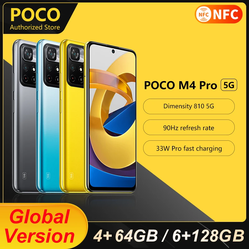 Global Version POCO M4 Pro 5G Smartphone 64GB/128GB ROM MTK Dimensity 810 90Hz 6.6" DotDisplay 50MP 5000mAh Battery 33W Pro NFC