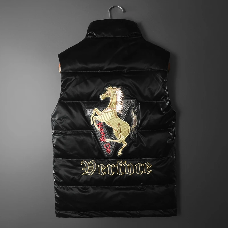 White duck down vest winter solid color new trend cool men's down vest men's printed down vest coat high quality good goods