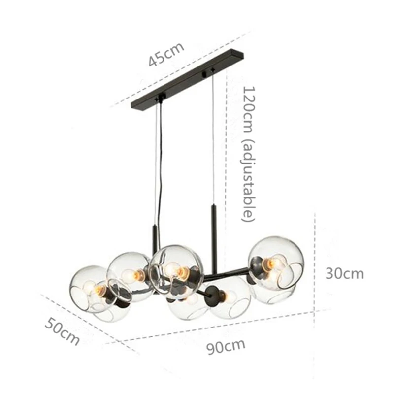 

Nordic Glass Ball Pendant Lights Creative Molecule Design Winehouse Living Room Kitchen Hanging Light Fixtures Bedroom Decor