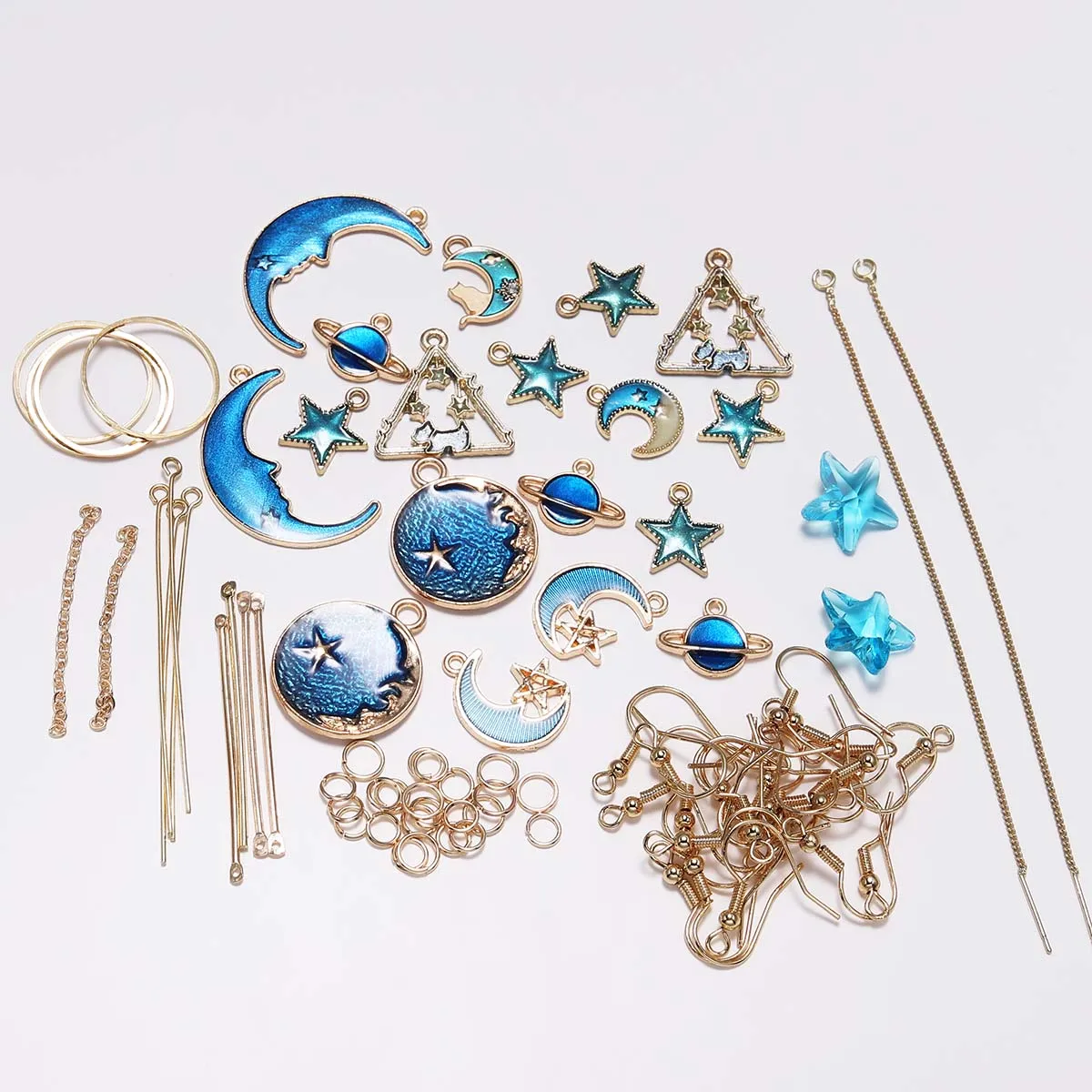 Голубая звезда Луна Сделай Сам серьги Ювелирная посылка кулон материал
