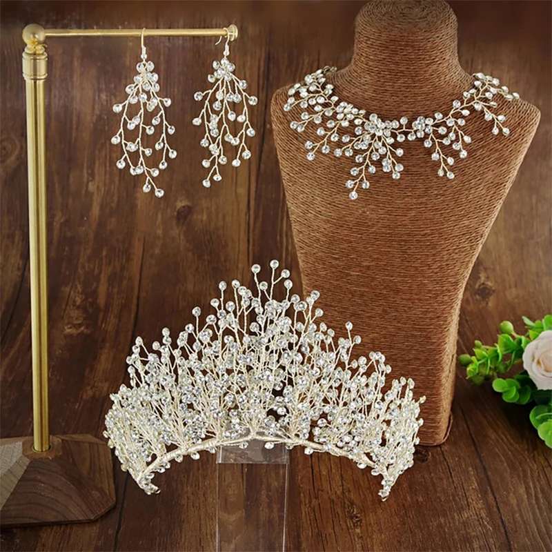 

Noble Bride Headdress Earrings Set 2020 New Wedding Hair Accessories Ladies Fashion Hair Band Headband Girl Birthday Party Crown