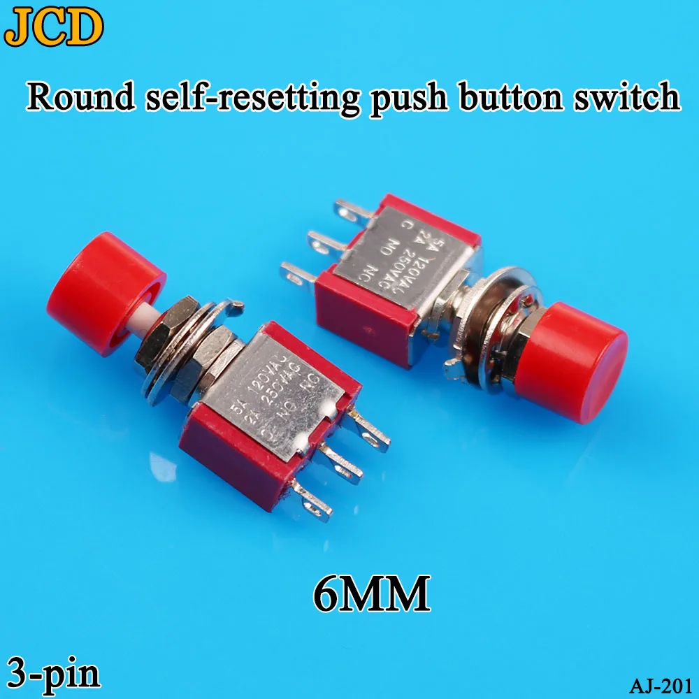 JCD 5pcs 3Pin C-NO-NC 6mm Mini Momentary Automatic return Push Button Switch ON-(ON) 2A 250VAC/5A 120VAC Toggle Switches | Обустройство