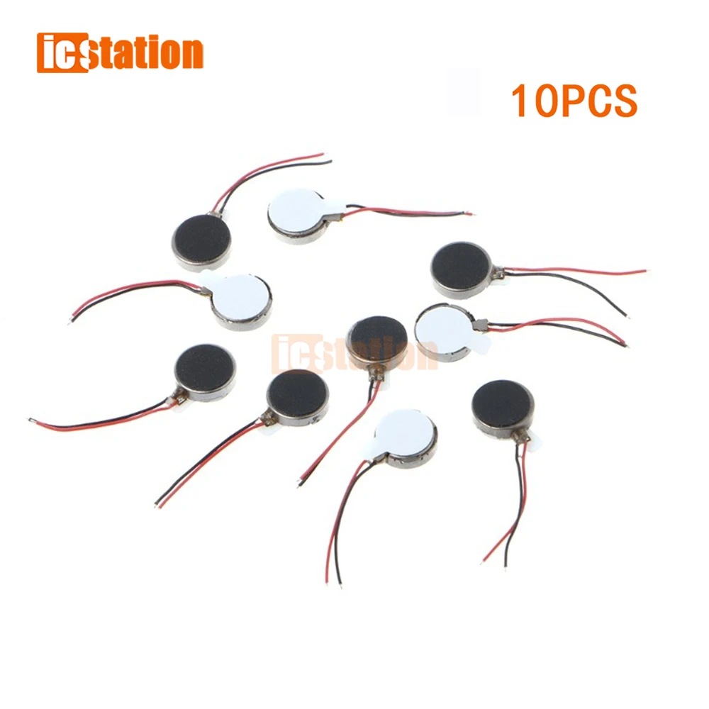 

10PCS DC 3V 70mA 12000±2500RPM Phone Coin Flat Vibrating Vibration Motor Y98E 8*3.4mm Pager Micro Mini Motor