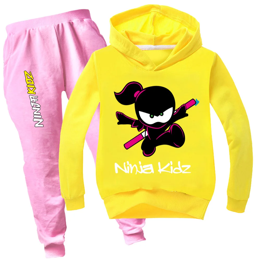 2022 New Spring and Autumn Children's NINJA KIDZ Kids Cotton Long Sleeve Hoodie Suit Boys Girls Sports Pullover Set 2-16Y