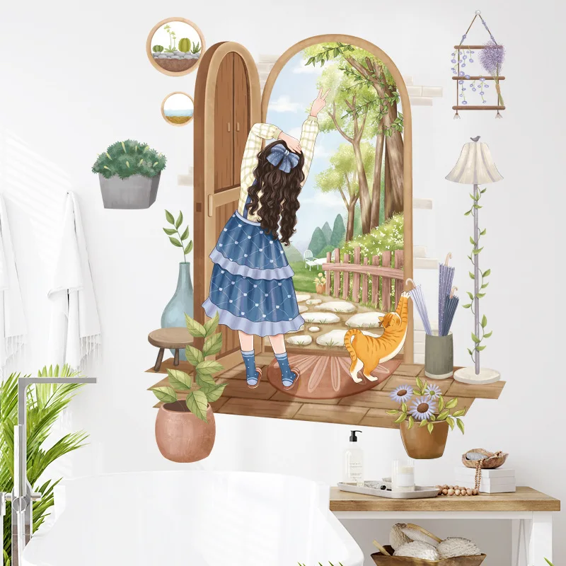 

Idyllic Girl Wall Sticker for Bedroom Girls Baby rooms Decor Removable PVC Stickers Home Decorative Wall Decals DIY