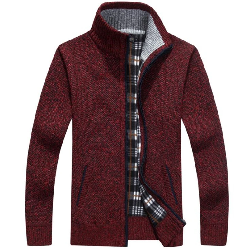 

VIP New Autumn Winter Jacket Men Warm Cashmere Casual Wool Zipper Slim Fit Fleece Jacket Men Coat Dress Knitwear Male