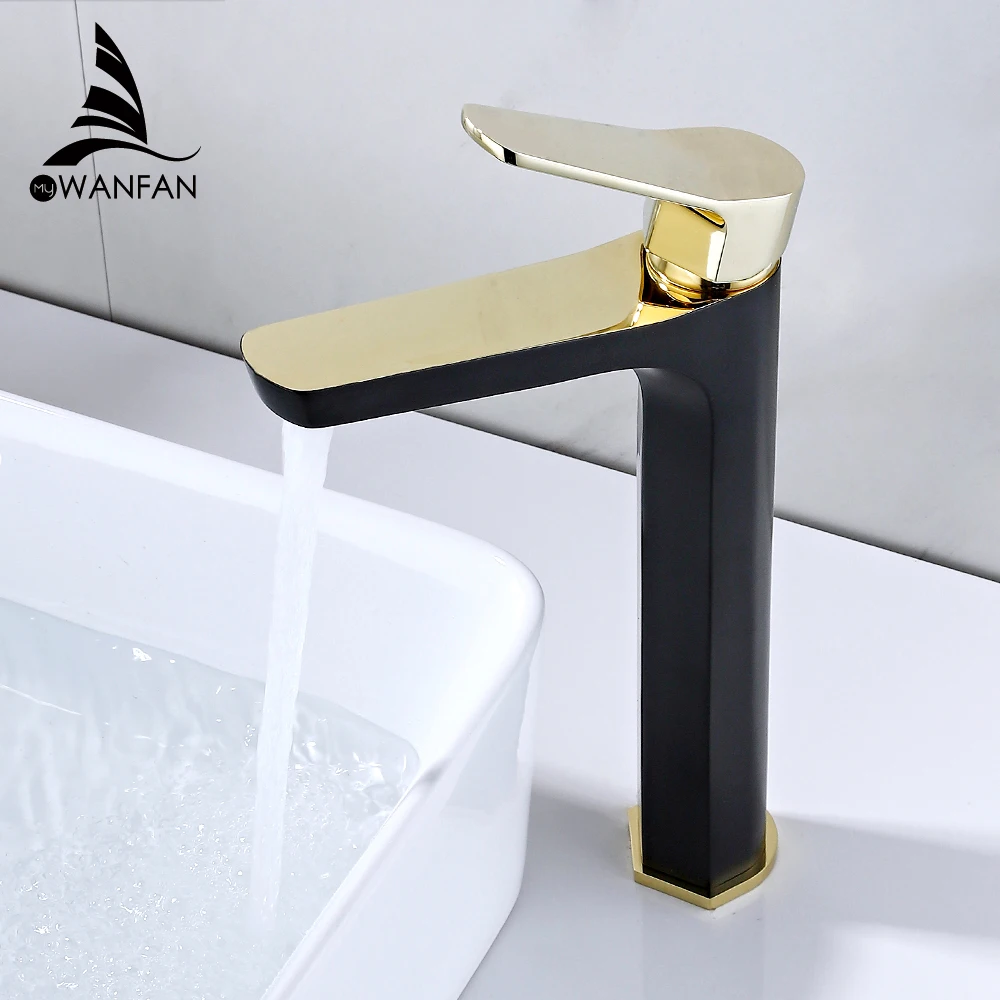 Смесители для раковины с черной и золотой отделкой смеситель кран ванной комнаты