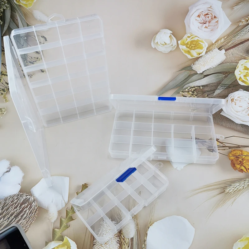 

ApeUr 1pcs Plastic Storage Jewelry Box Compartment Container For Beads Earrings Box Jewelry Rectangle Box Case 10/13/24 Slots