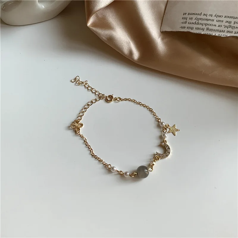 

Qingdao jewelry Korean temperament simple star moon Bracelet delicate and beautiful pearl inlaid Bracelet