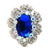 gorgeous stylish blue oval floral brooches and pins with ab accent garden party jewelry for women vest sweater coats clothes