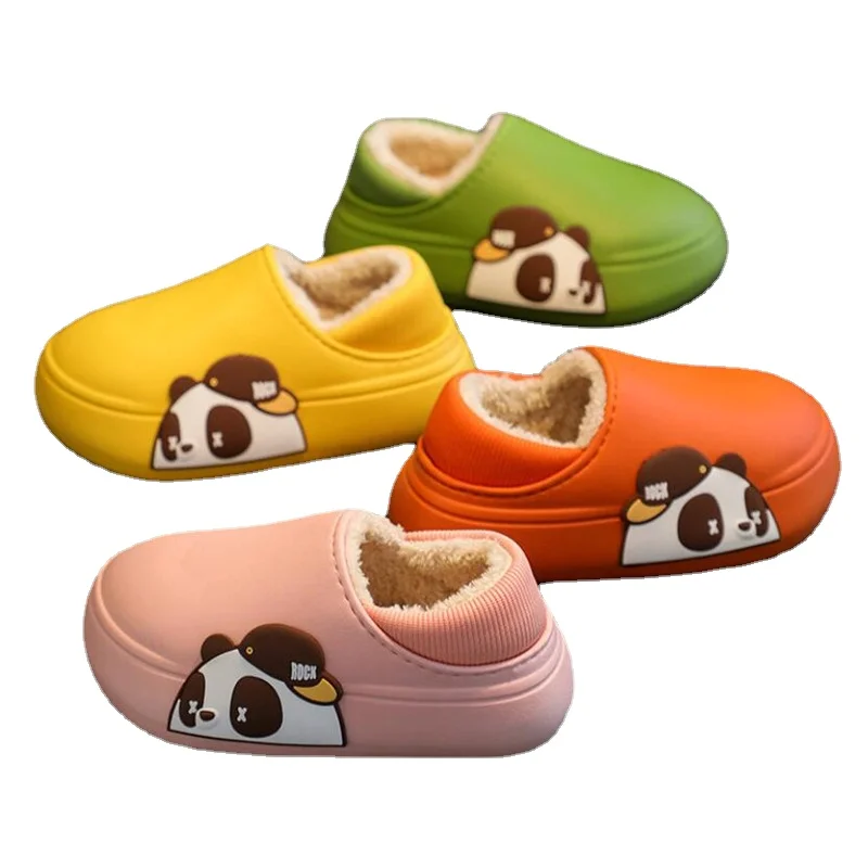 

Children EVA Waterproof Cotton Slippers boys Girls Winter Non-slip Warm Shoes Animal Thick Bottom Slippers Home Kids Slippers