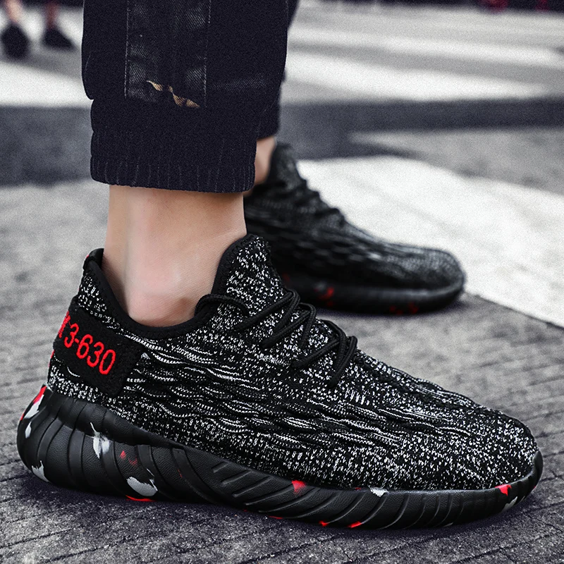 

Men's Sneakers Knitted Mesh Light Sports Shoes Trend Casual Walking Comfortable Running Shoes 2021 Big Size 38-48 Male Trainers