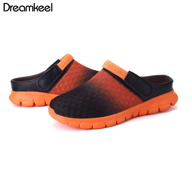 Сандалии мужские сетчатые дышащие пляжные шлепанцы без застежки летняя обувь