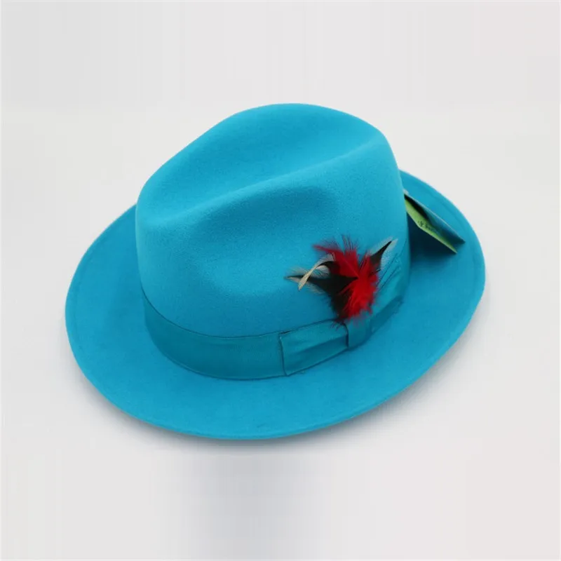 Мужская модная фетровая Шерстяная кепка голубого цвета в стиле джаз