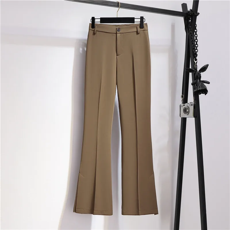 Брюки женские драпированные с разрезом повседневные штаны высокой талией брюки