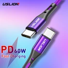 Зарядный кабель USLION, USB Type C-USB Type C для Samsung Galaxy S9 Plus, поддержка PD QC3.0 3A