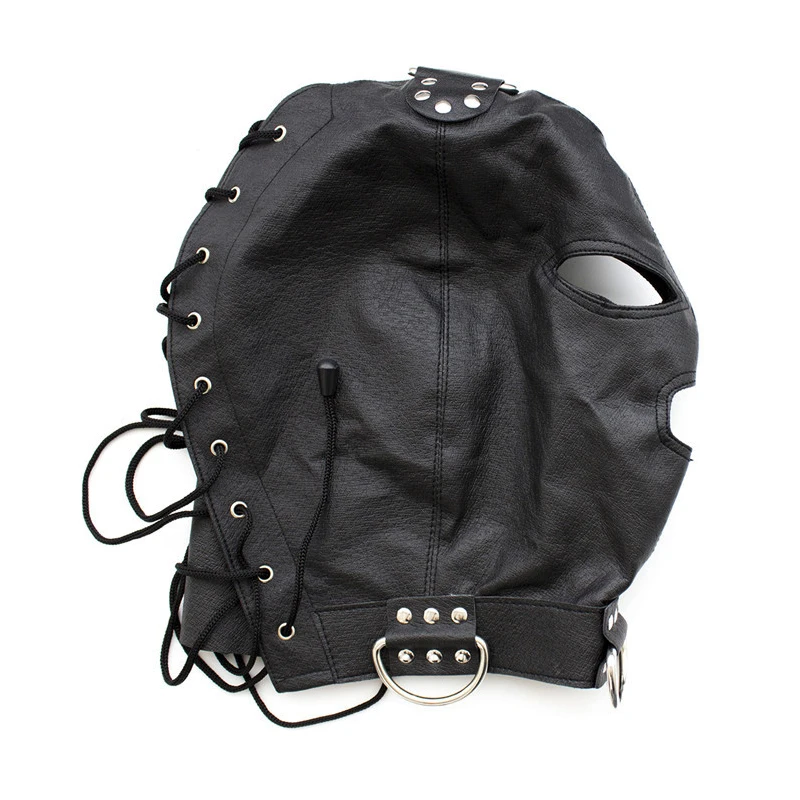 Капюшон маска БДСМ бандаж наручники на шнуровке из искусственной кожи глаз раб