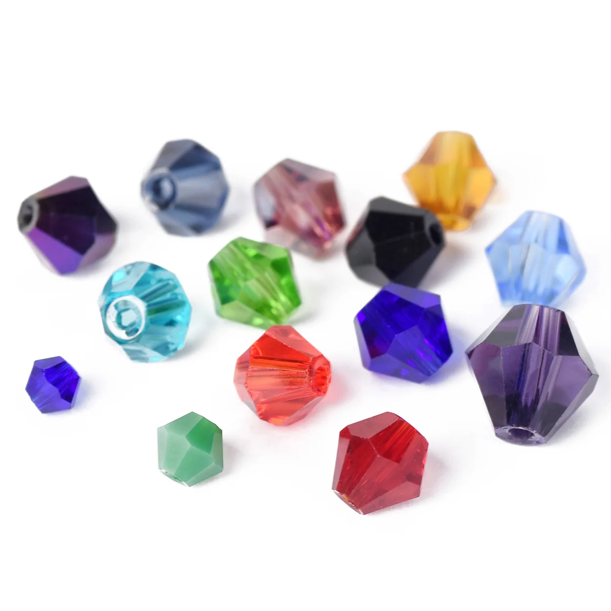 Bicone Faceted Crystal Glass Loose Spacer Beads lot Colors 3mm 4mm 6mm 8mm for Jewelry Making DIY