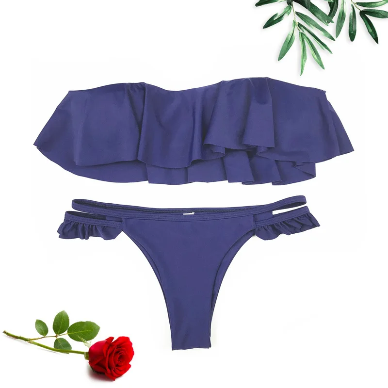 Новинка бикини с оборками для девочек бандо купальный костюм одежда плавания