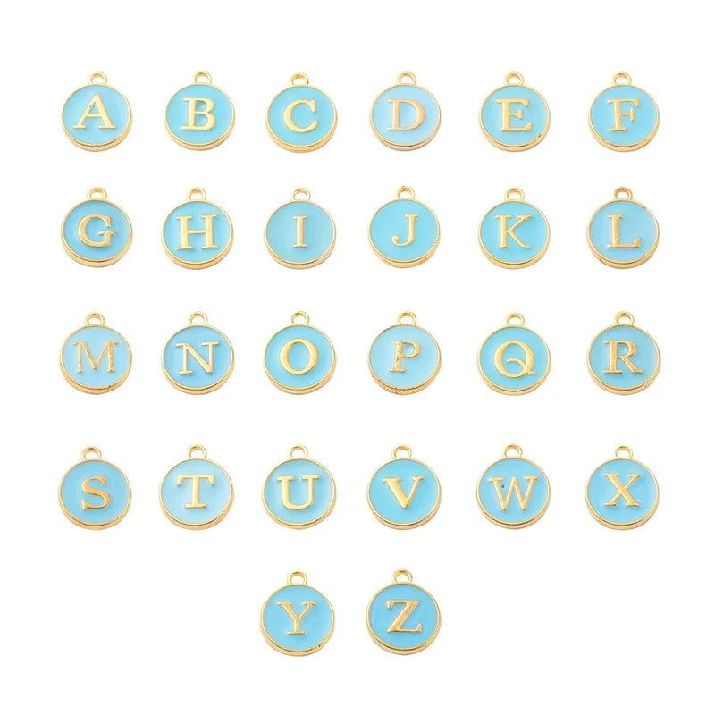 

Trendy 6 Styles Dripping Alloy Small Pendants Bracelet Pendant Double-sided English 26 Letters Listing DIY Jewelry Accessories