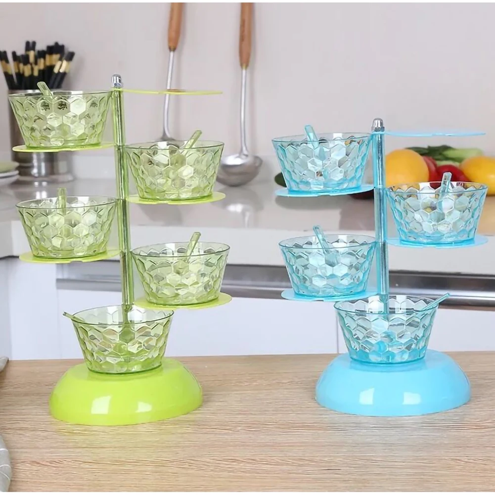 

Crystal Seasoning Box 4 Layers 360 Degree Vertical Rotate Seasoning Box Transparent Spices Storage Boxs Condiment Bottle Can